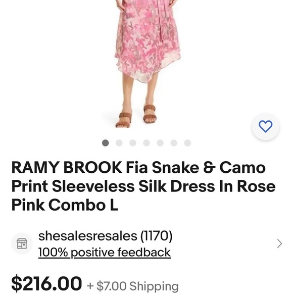 Ramy Brook Fia Snake Print Pink Midi Dress - Picture 2 of 15